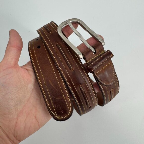 Johnston & Murphy Suede Brown Leather Mens Belt size 32 - Picture 1 of 4